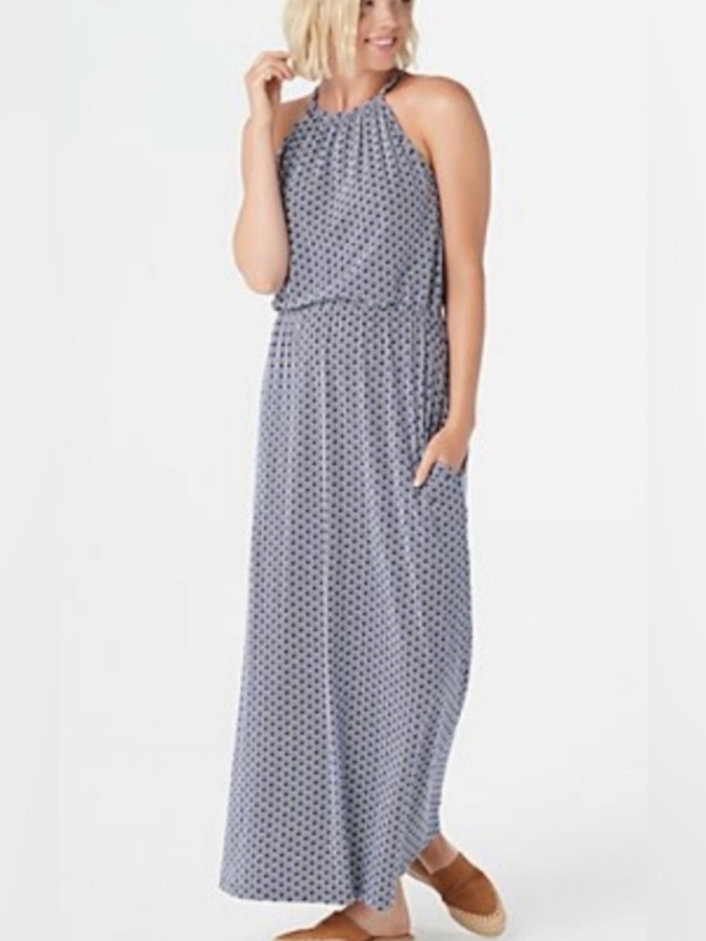 Synergy Organic Clothing Sleeveless Havana Wave Printed Maxi Dress - Navy